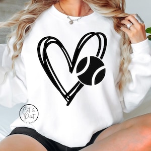 Tennis SVG, Tennis PNG, Tennis Ball Heart Tee Shirt SvG, Tennis Shirt PNG, Instant Download, Cricut Cut File, Silhouette Cut File, Uv Dtf