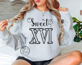 Sweet Sixteen SVG, Sweet Sixteen PNG, Sweet 16 SvG, Sweet 16 Png, Sweet 16 Shirt Sofort Download, Cricut Cut Files, Silhouette Schnittdatei