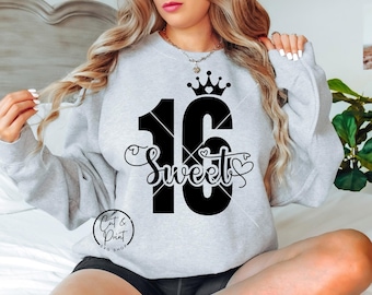 Sweet Sixteen SVG, Sweet Sixteen PNG, Sweet 16 SvG, Sweet 16 Png, Sweet 16 Shirt Sofort Download, Cricut Cut Files, Silhouette Schnittdatei