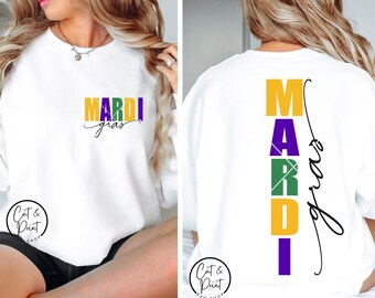 Mardi Gras SVG, Mardi Gras PNG, Mardi Gras borst & rug PNG, SVG direct downloaden, printen, DTF-bestand