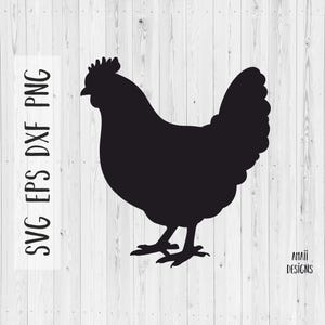 Chicken Silhouette svg png dxf eps – Filled Hen Clipart for Cricut, Laser Cut, Farm Animal, Digital Country Decor, Vector Design