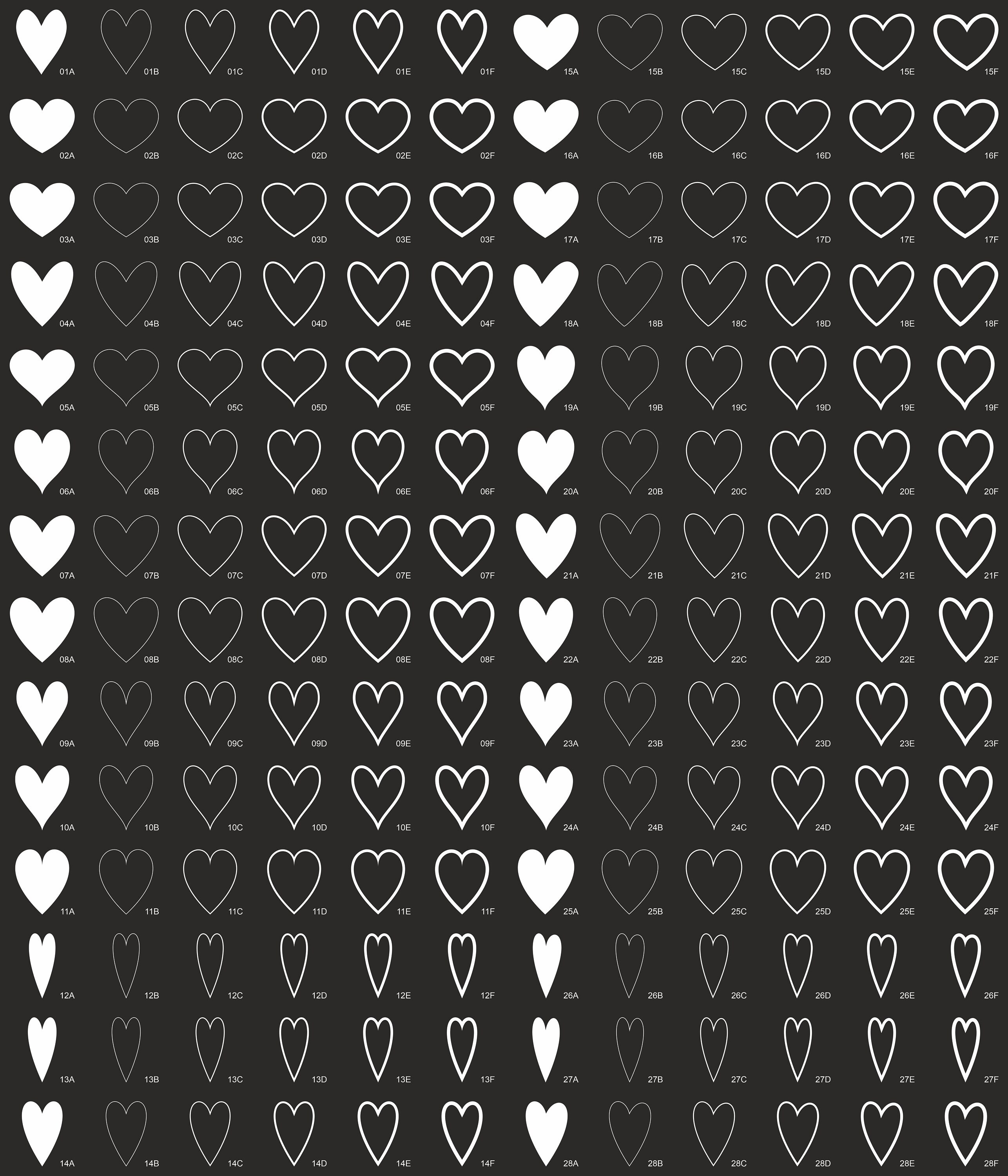 Hearts Digital Files, Different Heart Shapes, Downloadable File, Hearts ...