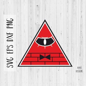 Red Bill Cipher SVG, Gravity Falls downloadbaar bestand, boos Bill Cipher digitale vector instant downloadbestanden voor snijden, piramide svg eps