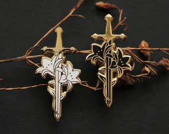 Lily sword enamel pin (v2)