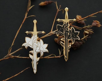 Lily sword enamel pin
