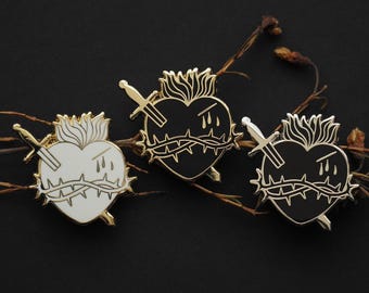 Sacred heart enamel pin