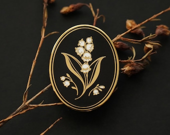 Lily of the valley cameo pin