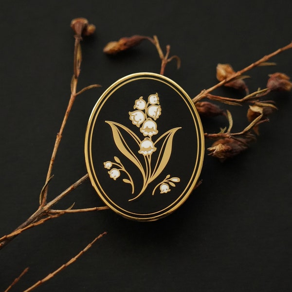 Lily of the valley cameo pin