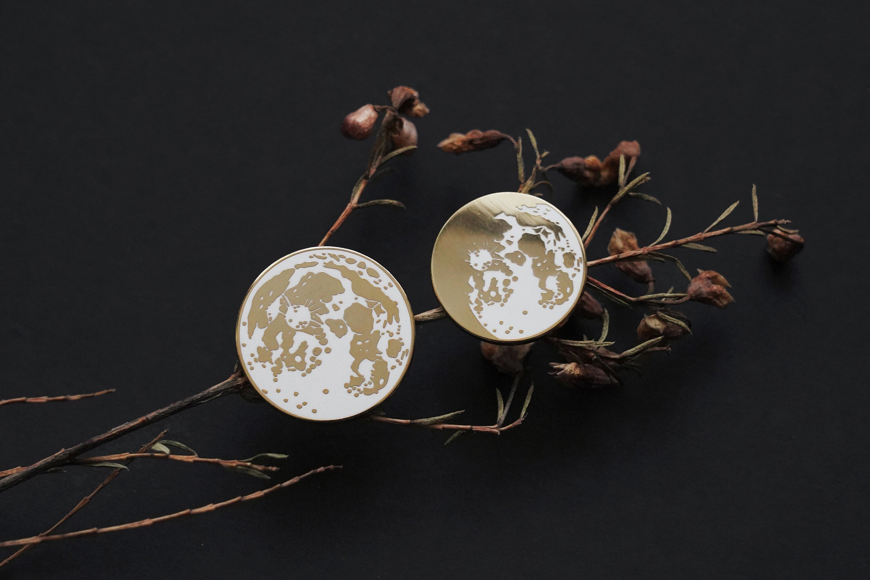 Mond Emaille Pins Set von 2