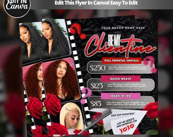 Be My Clientine Flyer Template, Canva Editable (2000x2000 px)