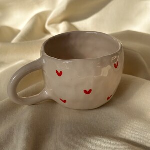 handmade ceramic red heart mug