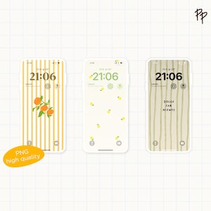 May include: Three smartphone screens displaying different wallpapers. One features orange stripes with an orange branch, another has a pattern of small lemons, and the last has vertical green stripes with the text "DOLCE FAR NIENTE".
