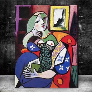 Vrouw met boek van Picasso Canvasschilderijen aan de muur Posters en prints Surrealisme Kunstcanvas