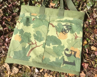 Vintage US Helmet bag - Mitchell camo, YKK, canvas, military style, handmade