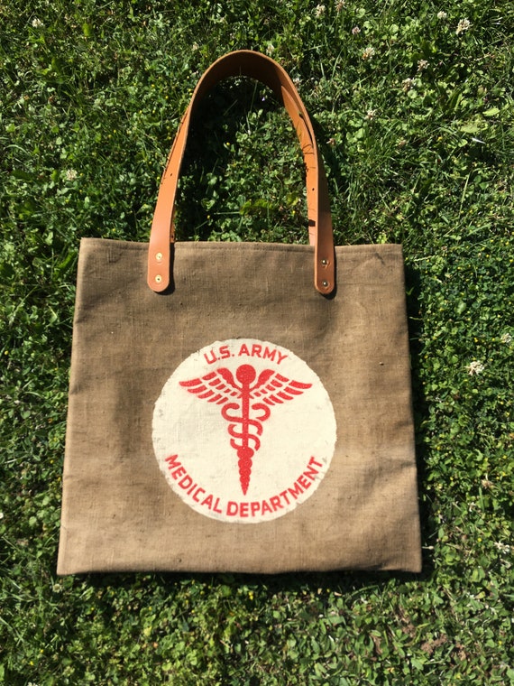 Vintage City Bag - US Medical Department US Army Style, Handmade 