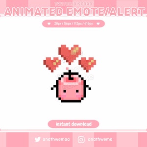 GEANIMEERDE Stardew Valley stuiterende Junimo Twitch Alert Emote | Cute Pixel Valentijnsdag Kawaii Discord Heart Follow Cheer Sub Raid Streamer