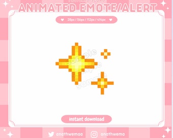 Animated Sparkles Emote Alert | Twitch Discord Emotes | 8-Bit star cute hello gif kawaii 8 bit Pixel Art | Custom Streamer Set Pack Flair