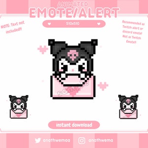 Alerta de contracción de felpa linda animada / Discord Emote / 8-Bit hello gif kawaii goth bunny kitty heart sparkles estética Pixel Art / Streamer