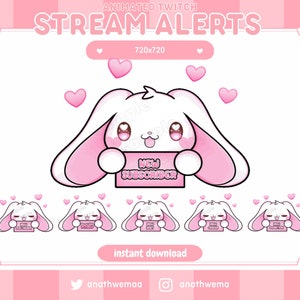 6x Animierte Niedliche Welpen Häschen Plüsch Twitch Alarme | Discord Emotes | hallo gif kawaii welpenherz digitale werte | Custom Streamer Set Pack
