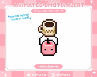 ANIMATED Stardew Valley Junimo HYDRATE Twitch Emote / Alert | Pixel 8 Bit Cute Discord Emotes Stardrop coffee cottage Cheer | Gamer Streamer