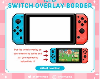 Twitch 用 Switch ストリーミング オーバーレイ | ゲーム ディスプレイ / ウェブカメラ フレーム | OBS などのストリーミング アセット | ピクセル アート | かわいい 8 ビット ACNL ゲーマー