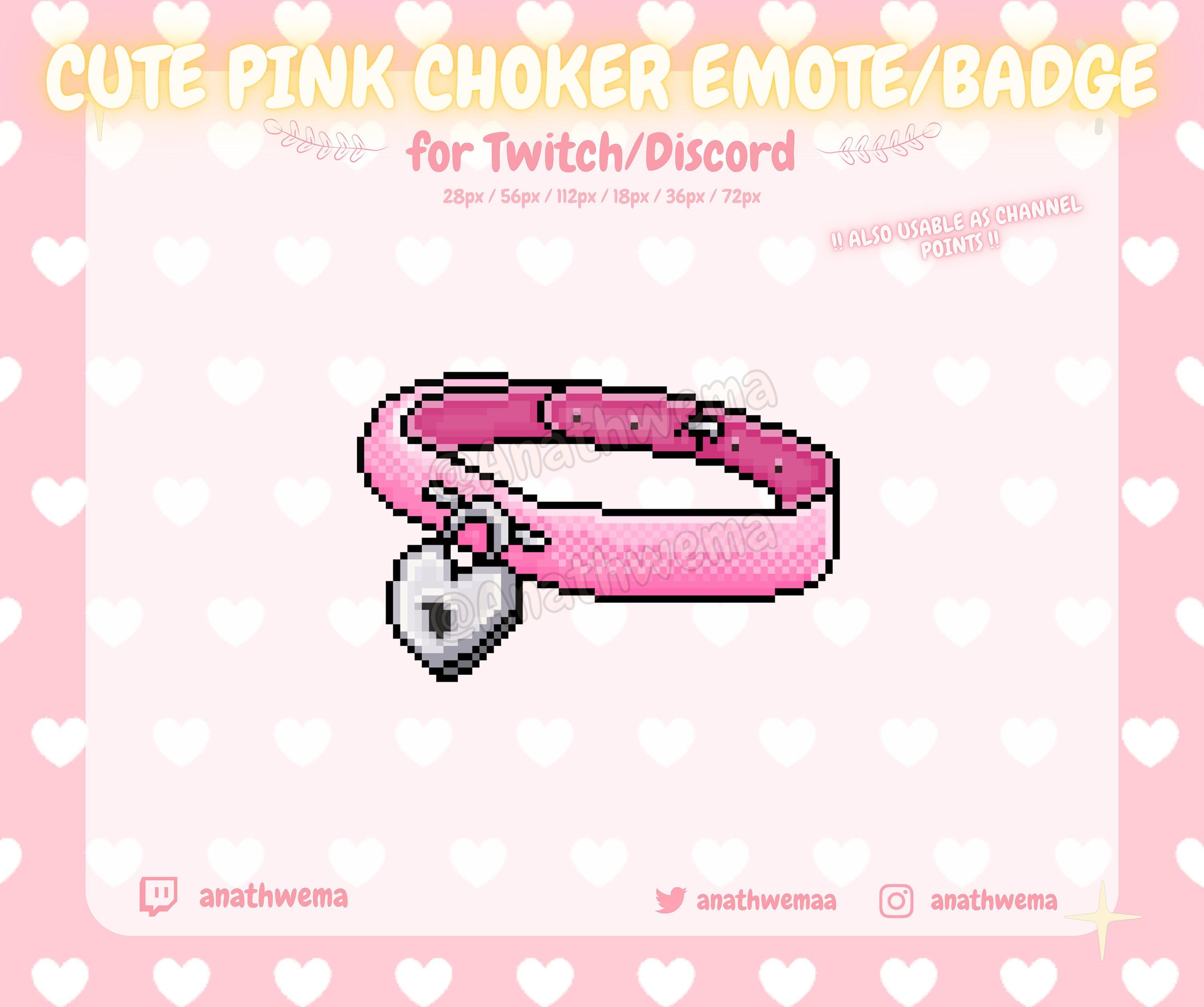 Cute Pink Choker Collar Twitch Emote / Channel Point Kawaii Pixel 8 Bit