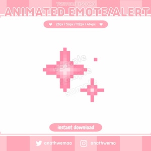 Geanimeerde Pink Sparkles Emote Alert | Twitch Discord-emotes | ster esthetische schattig uwu gif kawaii 8 bit Pixel Art | Aangepaste Streamer Pack-flair