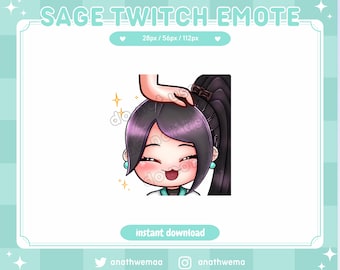 Valorant Sage Headpat Emote | Twitch Discord | Cute Anime Chibi uwu | Gaming Stream Emotes Stream Badges Stickers Graphics Instant download