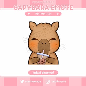 Emotka Capybara Twitch Cute Boba Sip HYDRATE | Emotes Discord picie picie zabawny mem pluszowy kawaii gryzoń zwierzę | niestandardowe zasoby streamera