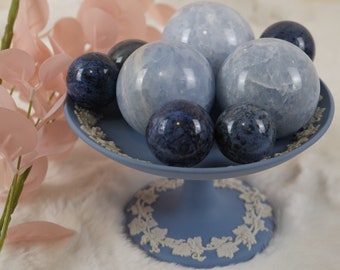 Blue Calcite Crystal Carved Sphere Ball， blue calcite ball, crystal gift, healing ball, polished home decor, personalized gift mom