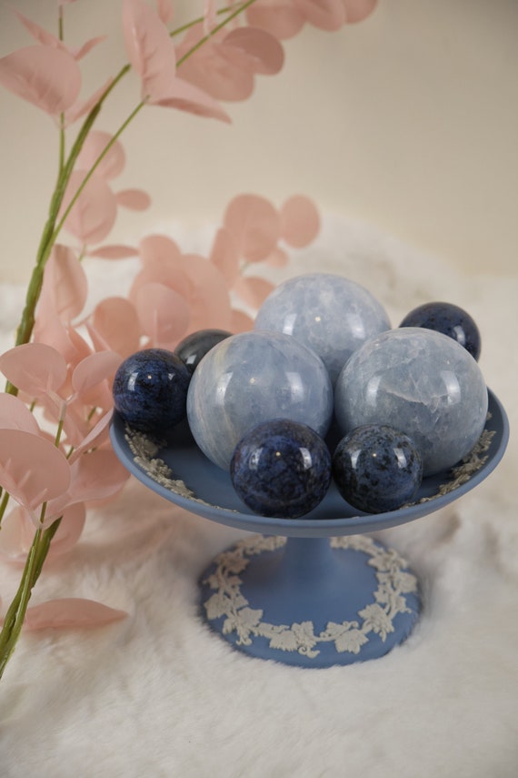 Blue Calcite Crystal Carved Sphere Ball， blue calcite ball, crystal gift, healing ball, polished home decor, personalized gift mom