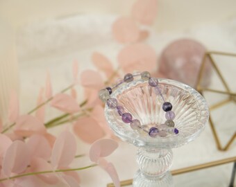 Natural Crystal Beaded Bracelet, Rose Quartz Healing Bracelet, Crystal Gifts