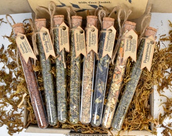 Organic Herbal Loose Tea in Tubes / Birthday gift box /  Friend present/ Personalized Gift / 8 Blends Tea Party/ Hand-Crafted Tea.