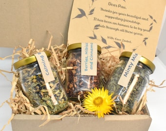 Herbal Tea Gift Box / Organic Tea blends gift box / Calming blend; Hibiscus, berries, cinnamon blend & Minty Mix blend.