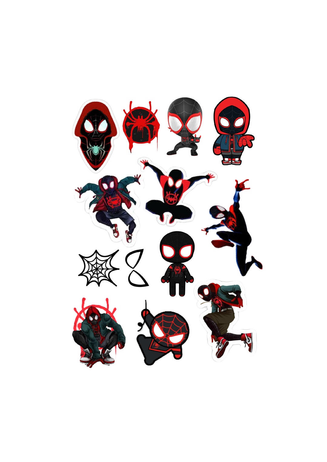 Spiderman Miles Morales Stickers for Kids. Etsy
