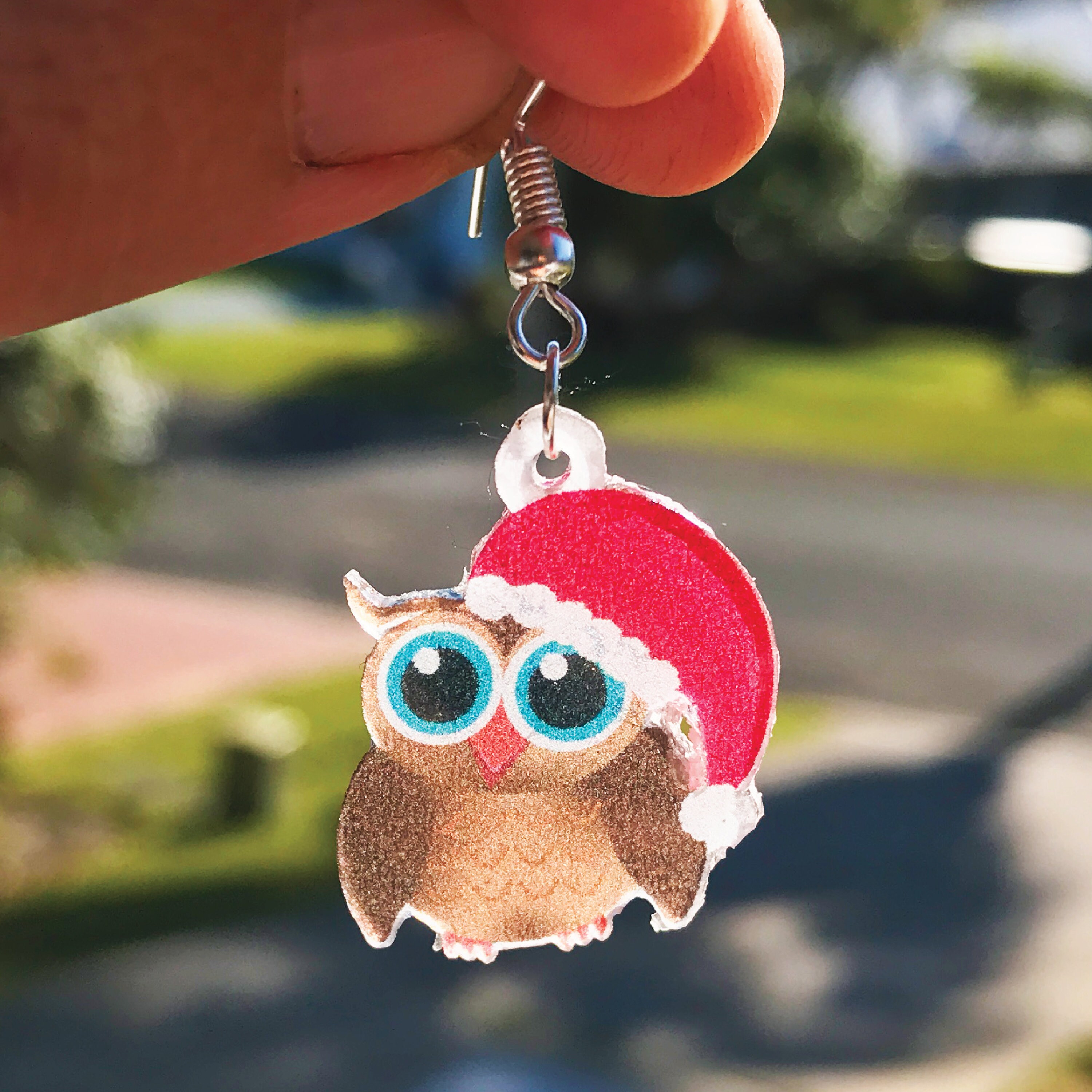 Owl Christmas Round Earring Sublimation Designs Christmas