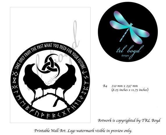 Huginn And Muninn Odin's Twin Ravens On Triquetra T-Shirt Huginn And Muninn Odin's Twin Ravens On Triquetra T-Shirt