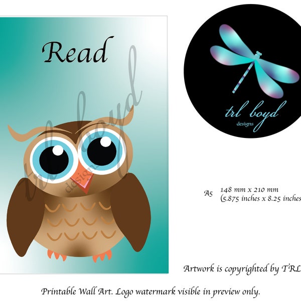 Owl Nursery Print, Owl Nursery Decor, Cute printable owl, Woodland creature nursery, owl digital download, gift for baby, teacher poster