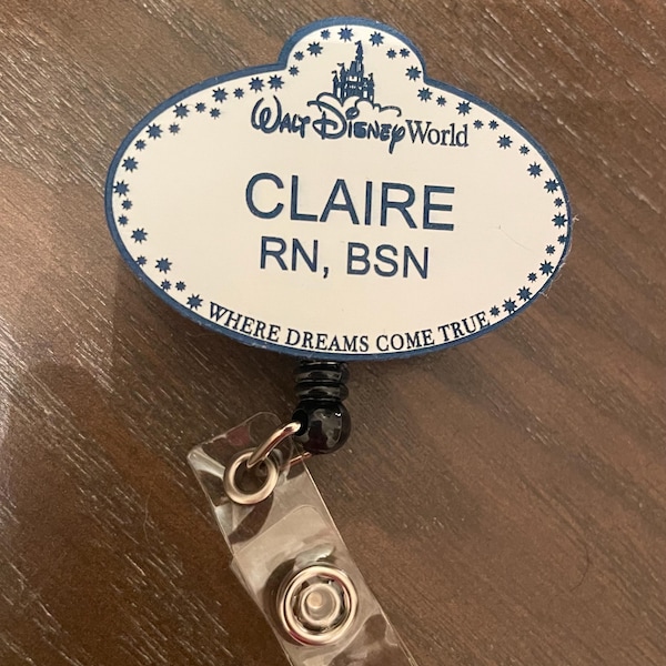 Disney World Disneyland  name tag badge reel - retractable badge reel - Nurse badge reel - Teacher Badge reel