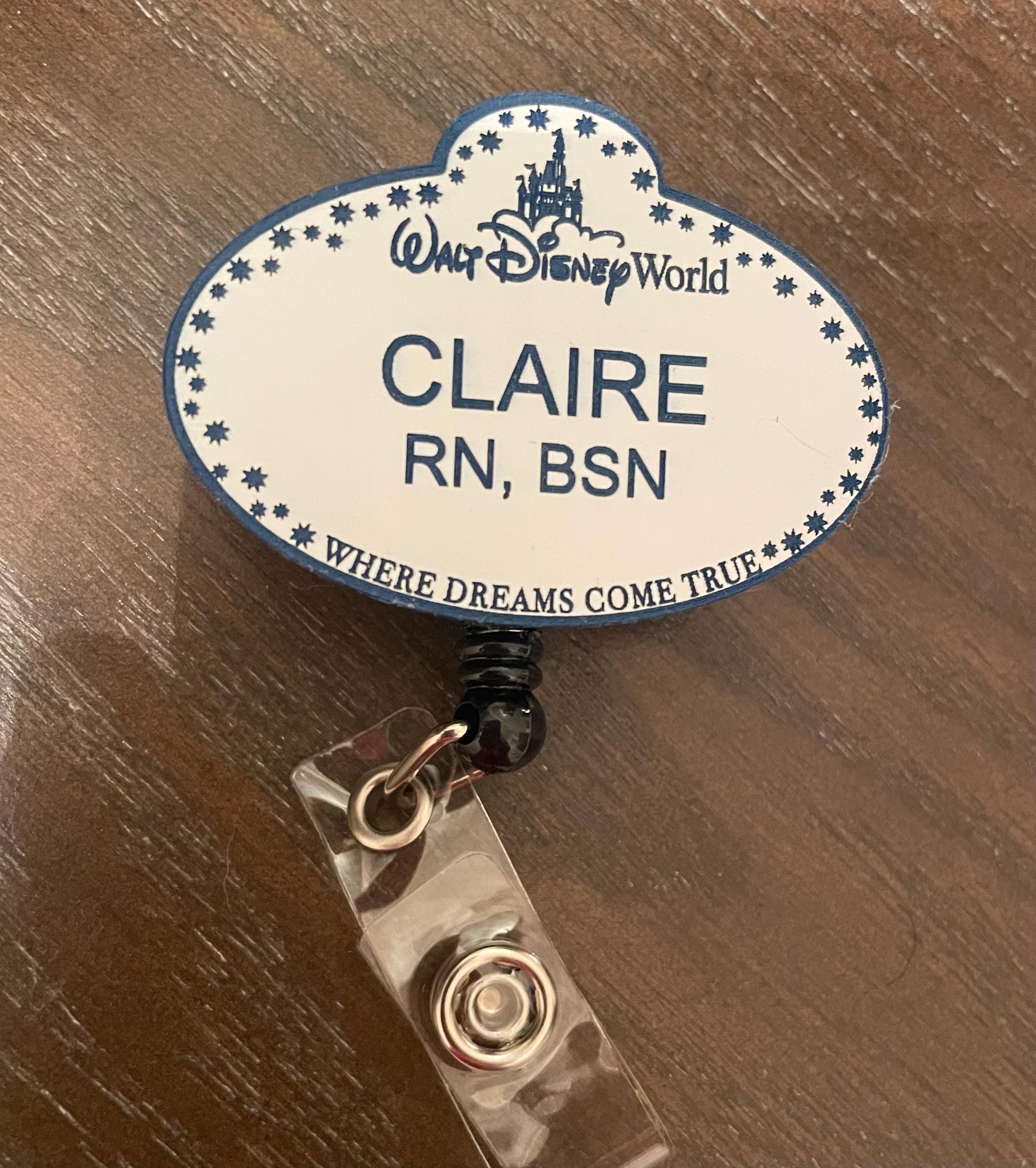 Personalized Disney Name Tag Badge Reel - Retractable Clip - Etsy