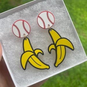 Banana Ball baseball earrings - Savannah - Bananas - inspired team earrings - tailgating - baseball fan jewelry