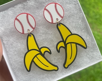 Savannah Bananas Baseball Earrings – Quirky Fan Jewelry