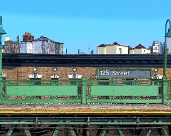 New York City Subway Photo Illustration Special Effect | Harlem - NYC, 125th Street 1 Line | Digital Wall Art