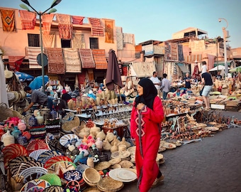 Marrakech Market Scene – Moroccan Souk Wall Art | Travel Photography Print | Instant Digital Download