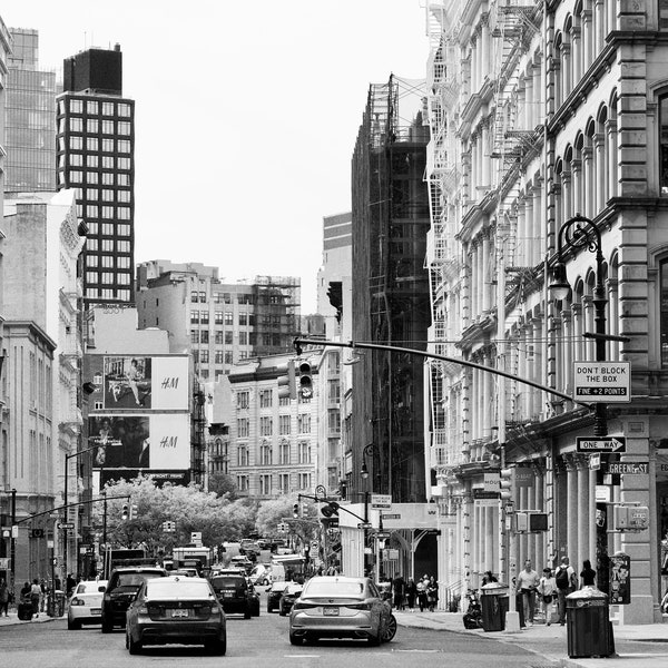 SoHo Street Photography | Black and White Vintage Setting | Bustling NYC Digital Print