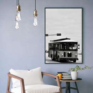 Galveston Island Trolley Print | Texas Coastal Black and White Photography (Digital Download) image 2