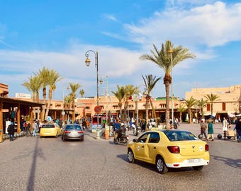 Marrakech Medina – Street View Landscape Print | Morocco Travel Wall Art | Instant Digital Download