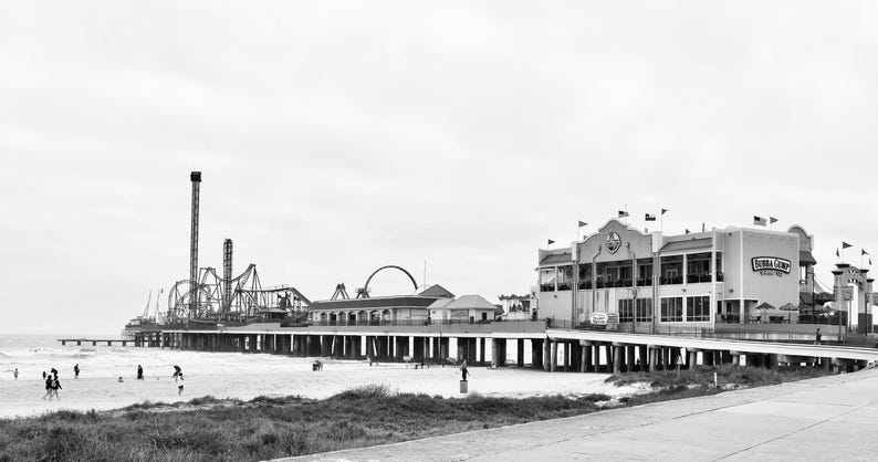 Galveston Island Pleasure Pier Photography Print | Texas Coastal Wall Art (Digital Download) image 1