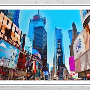 Times Square Intersection Panoramic View | New York City Street Photography | Digital Wall Art