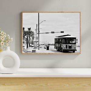 Galveston Island Trolley Print | Texas Coastal Black and White Photography (Digital Download) image 6